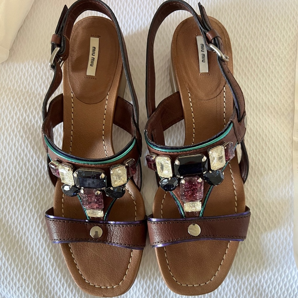 Mia Miu Jeweled Sandals Size 38